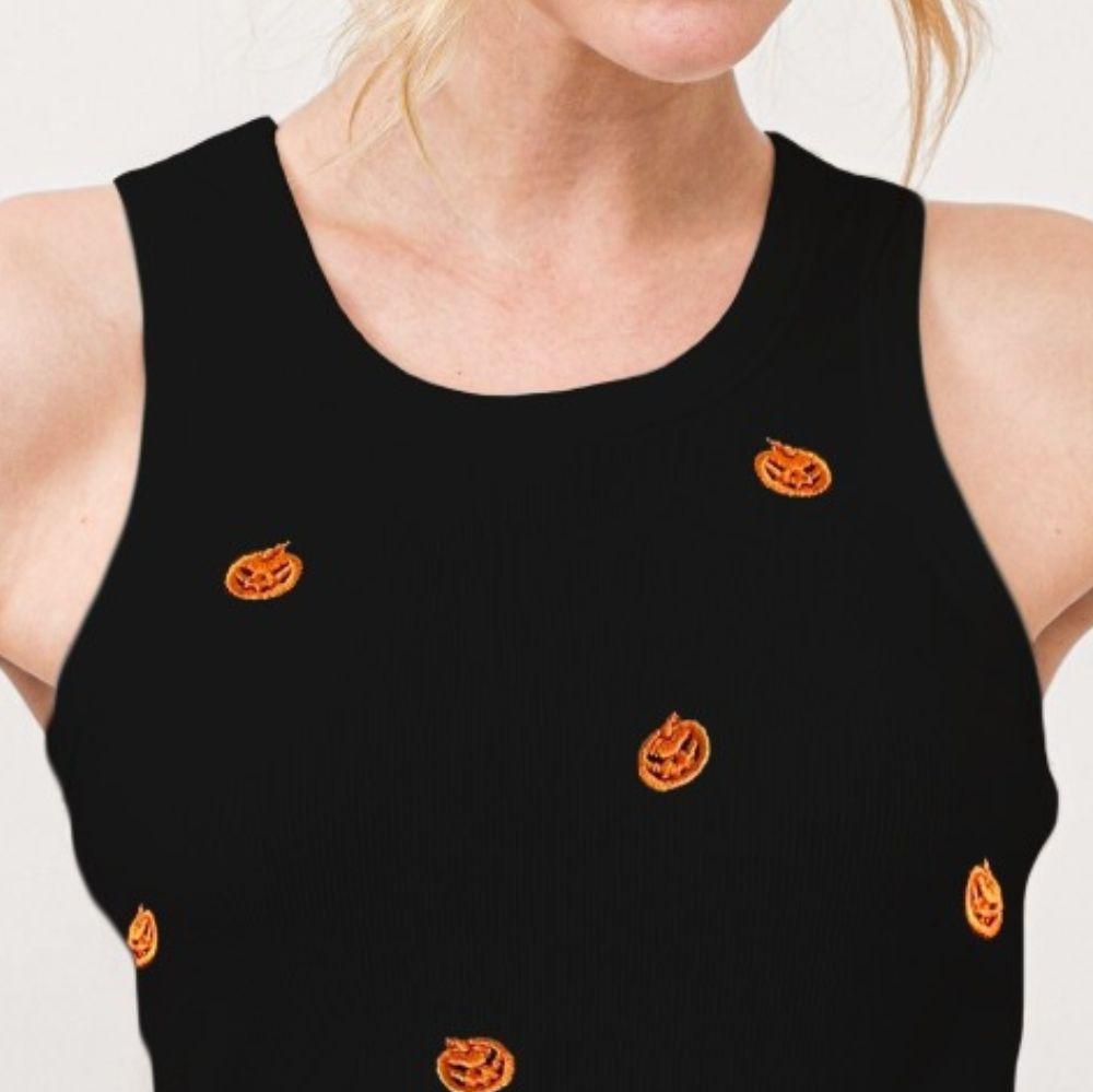 And The Why Jack O' Lantern Embroidered Ribbed Tank