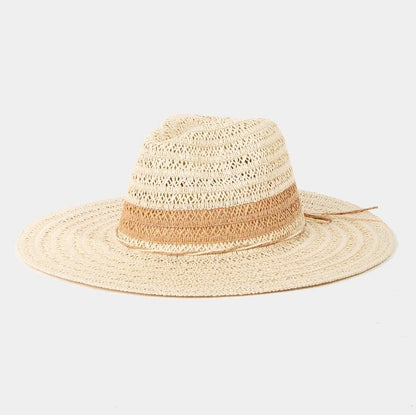 Fame Contrast Straw Braided Sun Hat