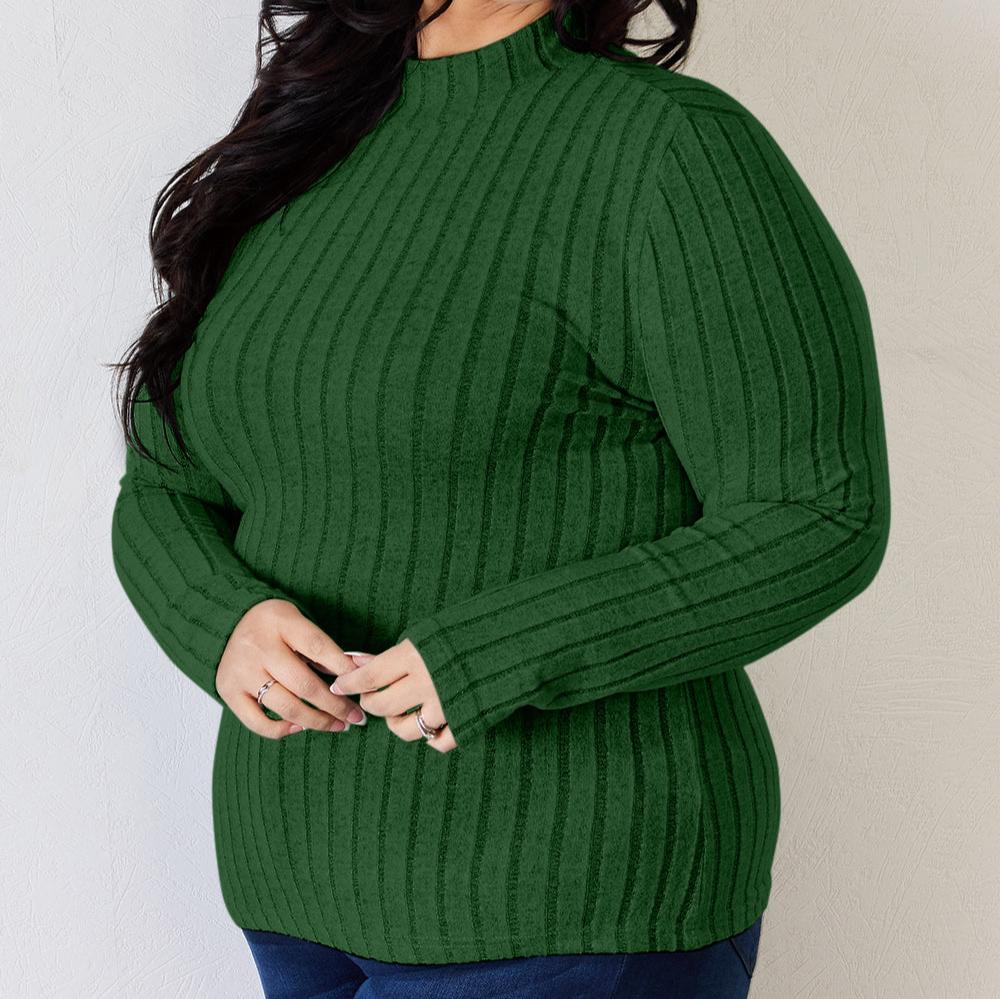 Basic Bae Full Size Ribbed Mock Neck Long Sleeve T-Shirt