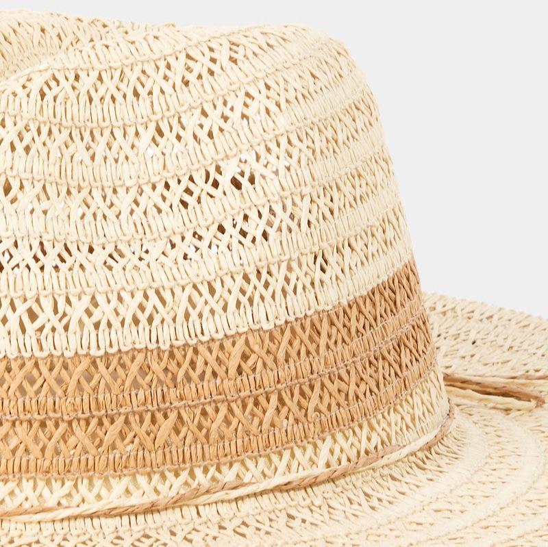 Fame Contrast Straw Braided Sun Hat