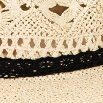 Fame Openwork Lace Detail Wide Brim Hat