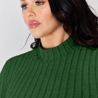 Basic Bae Full Size Ribbed Mock Neck Long Sleeve T-Shirt