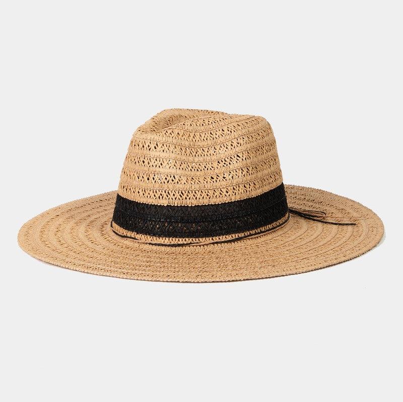 Fame Contrast Straw Braided Sun Hat