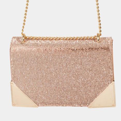 Fame Rhinestone Studded Rectangle Crossbody Bag