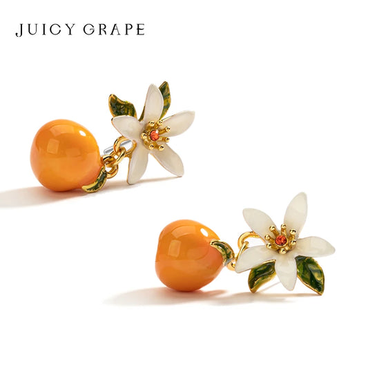 Juicy Grape and Orange Drop Earrings