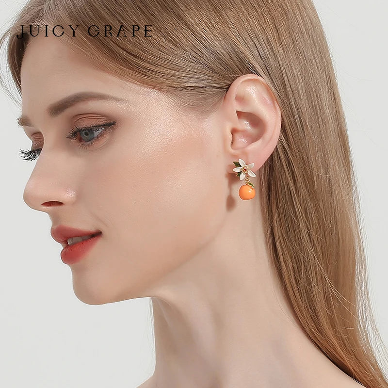 Juicy Grape and Orange Drop Earrings