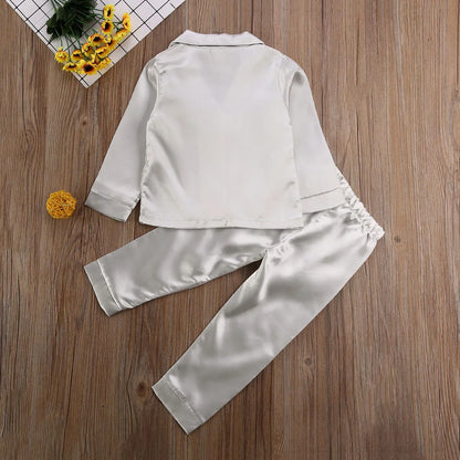 Baby Girls' Satin Pajamas - Autumn Winter 2-Piece Set