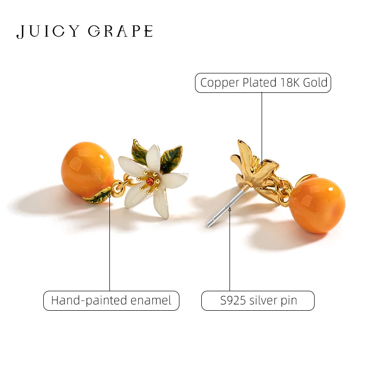 Juicy Grape and Orange Drop Earrings