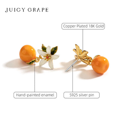 Juicy Grape and Orange Drop Earrings