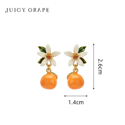 Juicy Grape and Orange Drop Earrings