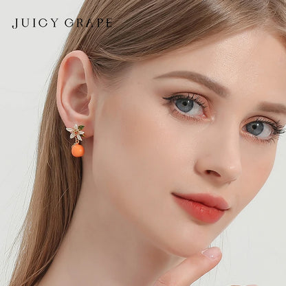 Juicy Grape and Orange Drop Earrings