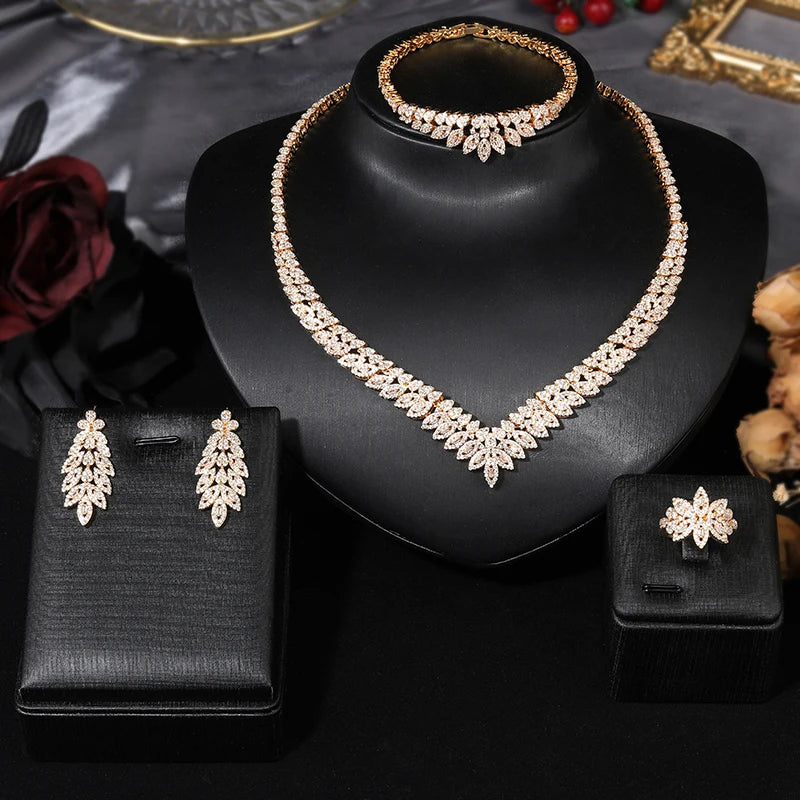 Minimalist 4-Piece Cubic Zirconia Jewelry Set