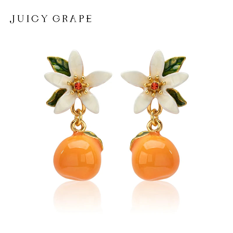 Juicy Grape and Orange Drop Earrings