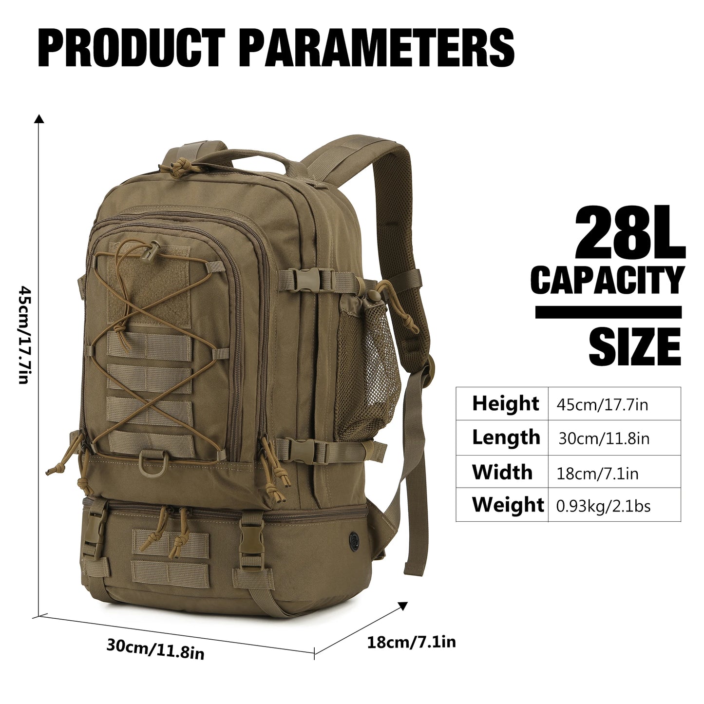 MARDINGTOP 28L Tactical Backpack for Men