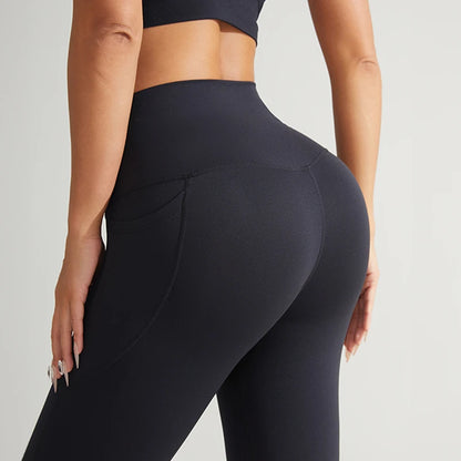 Women's High Waist Yoga Leggings with Pocket | Peach Buttocks Booty Tights