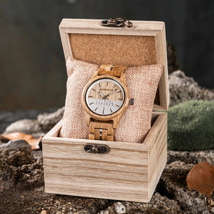 Men's Wooden Quartz Watch with Calendar – 2024 New Arrival