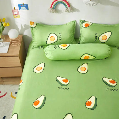 King Size Elastic Bed Cover | Avocado Pattern Fitted Sheet for Stylish Bedding