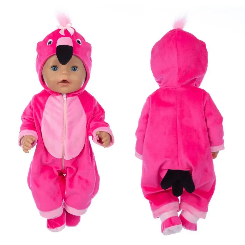 Animal Jumpsuits for 43cm Baby Dolls & 17-Inch Born Babies