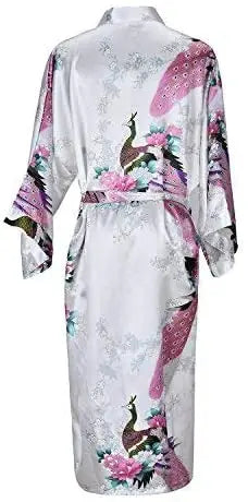 Silk Satin Robe - Floral Short Kimono Bathrobe