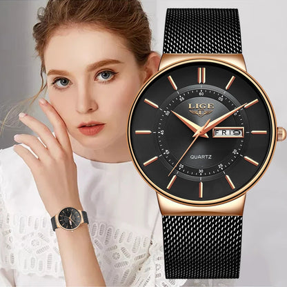 Luxury Ultra-Thin Quartz Watch for Women - Stylish Mesh Wristwatch