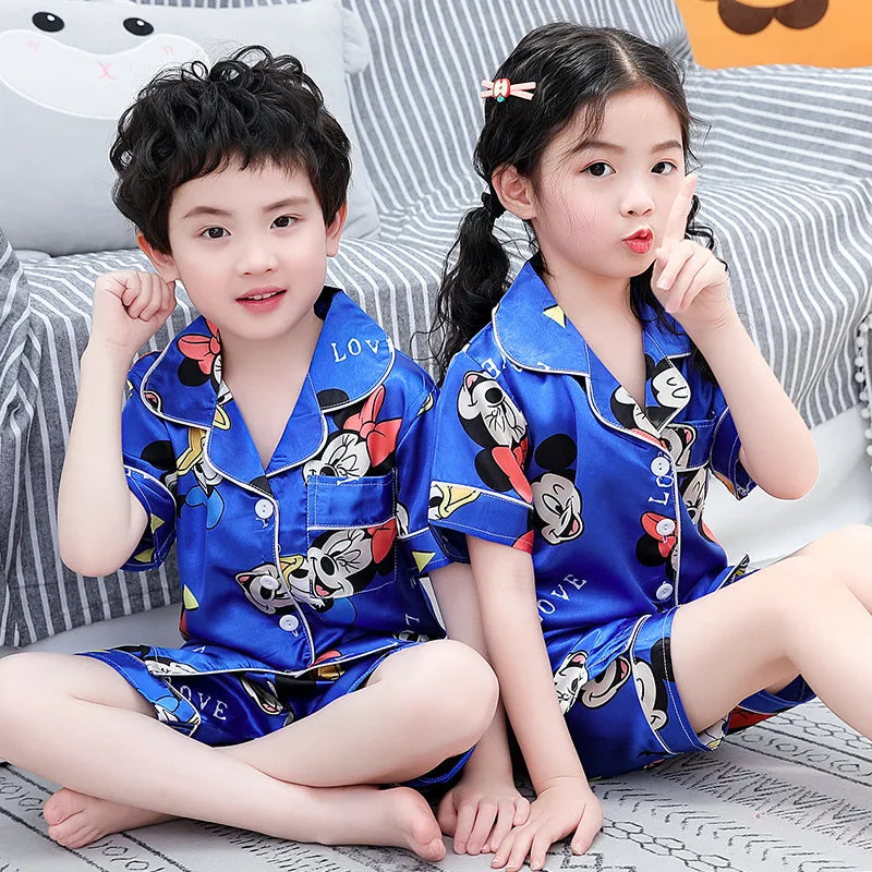 Silk Satin Summer Tops & Pants | Boys & Girls Pajama Sets