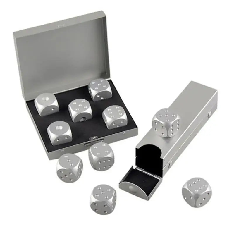 5-Piece Aluminum Alloy Whisky Dice Set - Reusable Chilling Stones