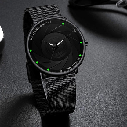 Minimalist Men's Ultra Thin Quartz Watch - Stainless Steel Mesh Belt