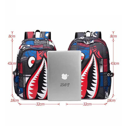 Anime Shark Print Backpack | Stylish and Fun School Bag