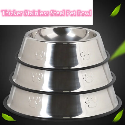 Stainless Steel Paw Print Dog & Cat Bowls