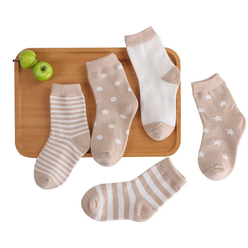 5 Pairs Infant Warm Stripe Fashion Socks – Soft & Cozy