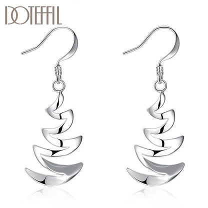 925 Sterling Silver Crescent Drop Earrings