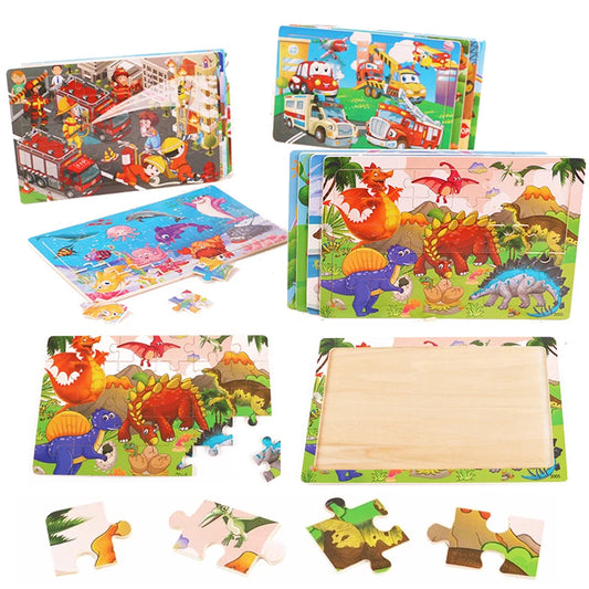 30-Piece Wooden 3D Puzzles – Cartoon Animal Jigsaw Board Game