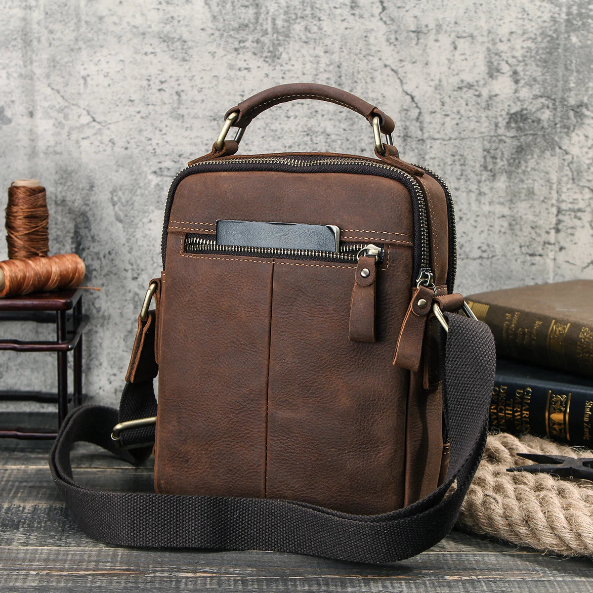 Men's Genuine Leather Messenger Bag