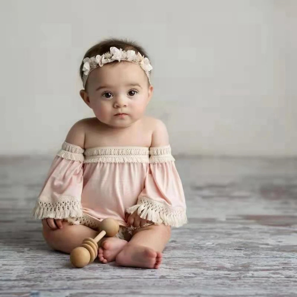 1-Year-Old Baby Girls' Birthday Dress – Floral Lace Photography Prop