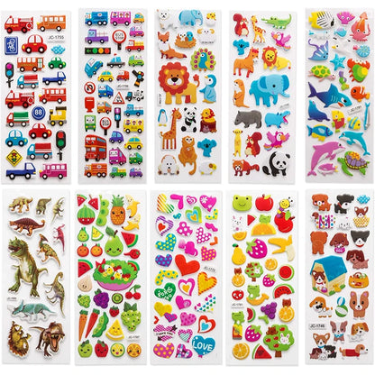 3D Stickers for Kids – 20 Sheets of Puffy Cartoon Educational Stickers