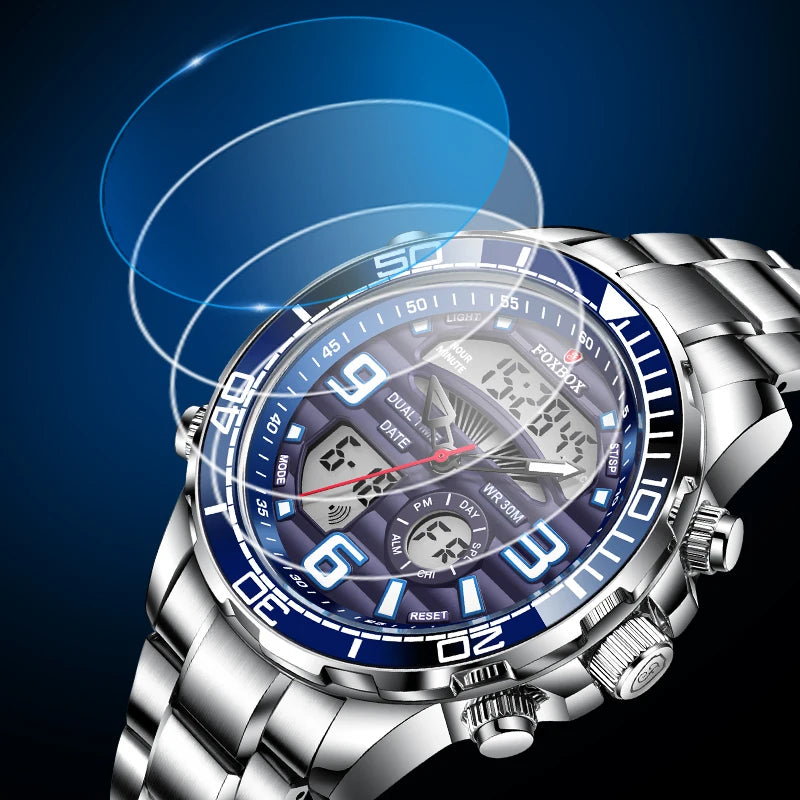 Luxury Digital Men's Watch - Sport Quartz Wristwatch with Dual Display