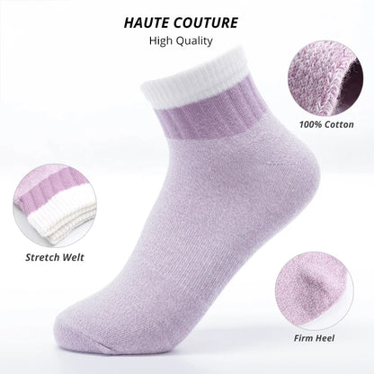 5 Pairs Women Soft Breathable Socks – Stylish Patchwork Design