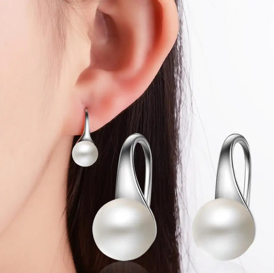 925 Sterling Silver Pearl Drop Earrings