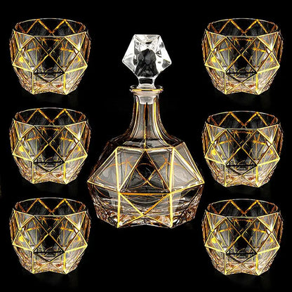 Crystal Glass Wine Decanter with Cups