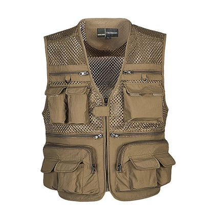 Men's Tactical Outdoor Webbed Gear Coat - Multi-Pocket Fishing Vest