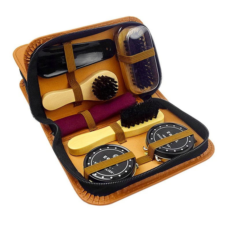 8-Piece Portable Shoe Care Kit for Leather Boots & Sneakers