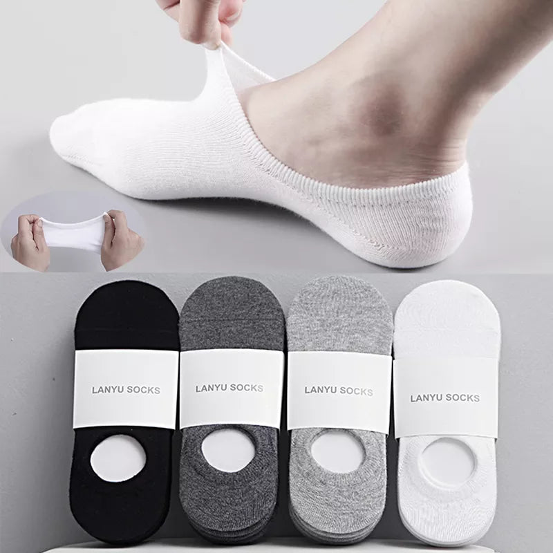 5 Pairs Fashion Men's Boat Socks - Non-slip Cotton