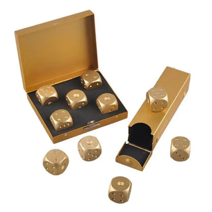 5-Piece Aluminum Alloy Whisky Dice Set - Reusable Chilling Stones