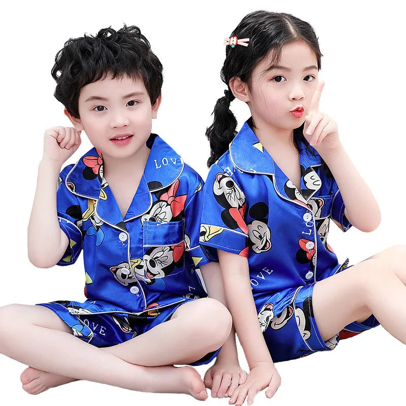 Silk Satin Summer Tops & Pants | Boys & Girls Pajama Sets