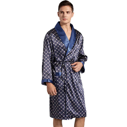 Luxury Men’s Satin Kimono Robe | 5XL Long Sleeve Bathrobe