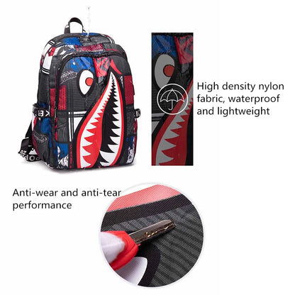 Anime Shark Print Backpack | Stylish and Fun School Bag