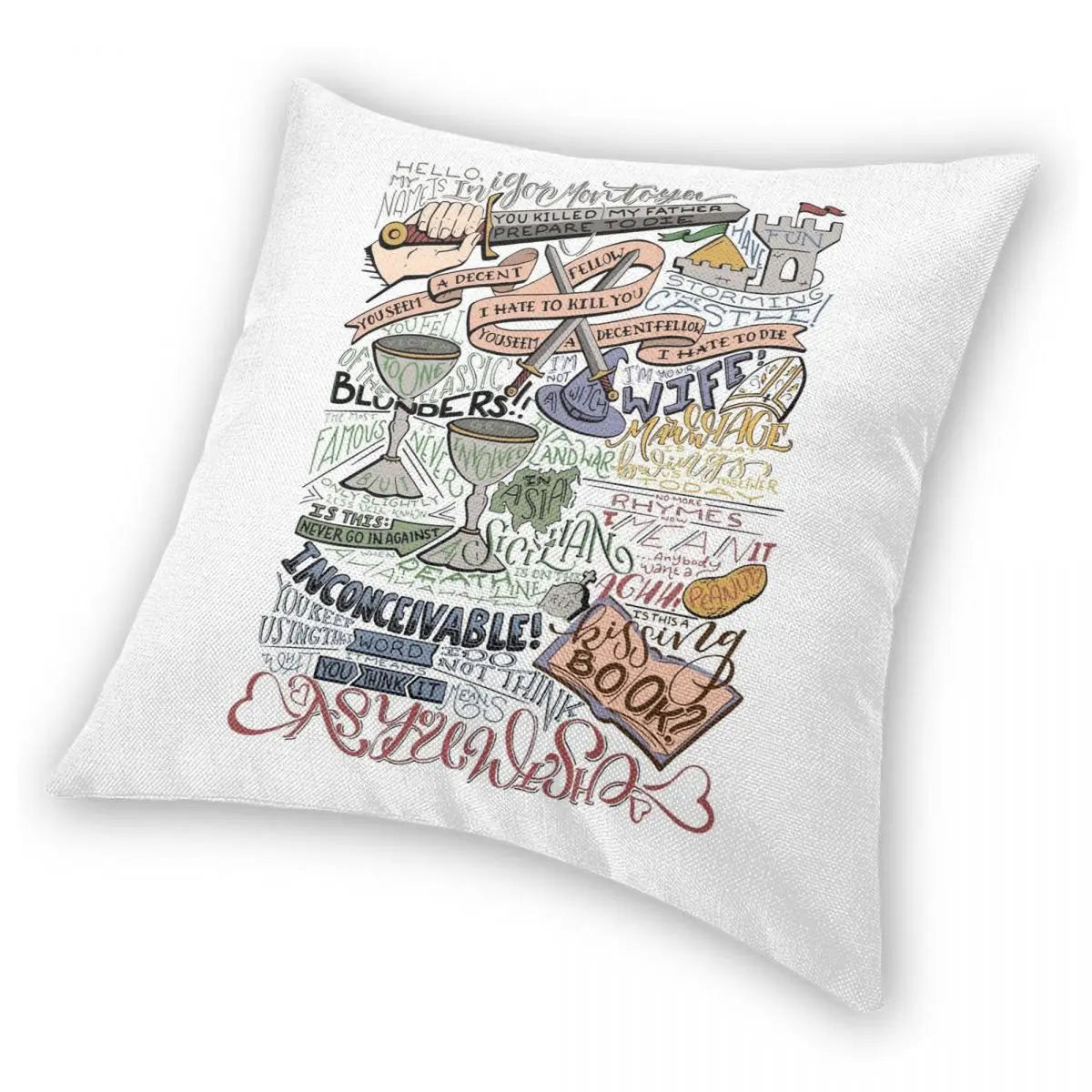 Colorized Princess Bride Quotes Pillowcase | Square 45x45cm