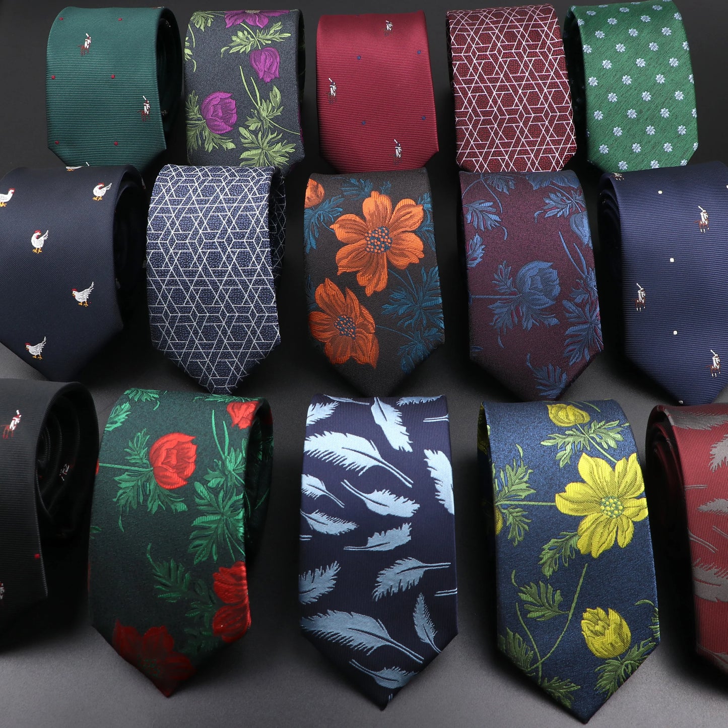 Novelty Men's Floral &amp; Geometric Tie - Red &amp; Blue