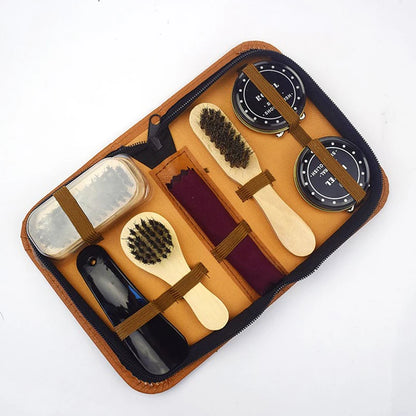 8-Piece Portable Shoe Care Kit for Leather Boots & Sneakers