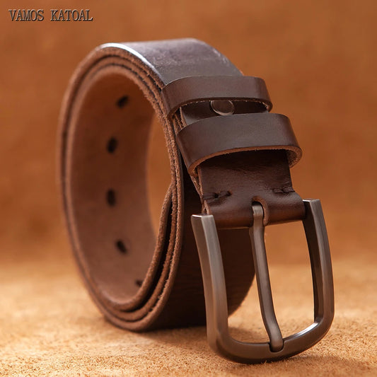 Top Cow Genuine Leather Vintage Brown Cowboy Belt for Men